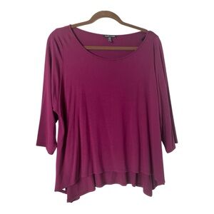 Eileen Fisher Minimalistic 3/4 Sleeve Purple Luxury Top Sz L